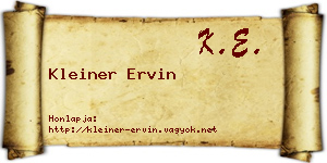 Kleiner Ervin névjegykártya